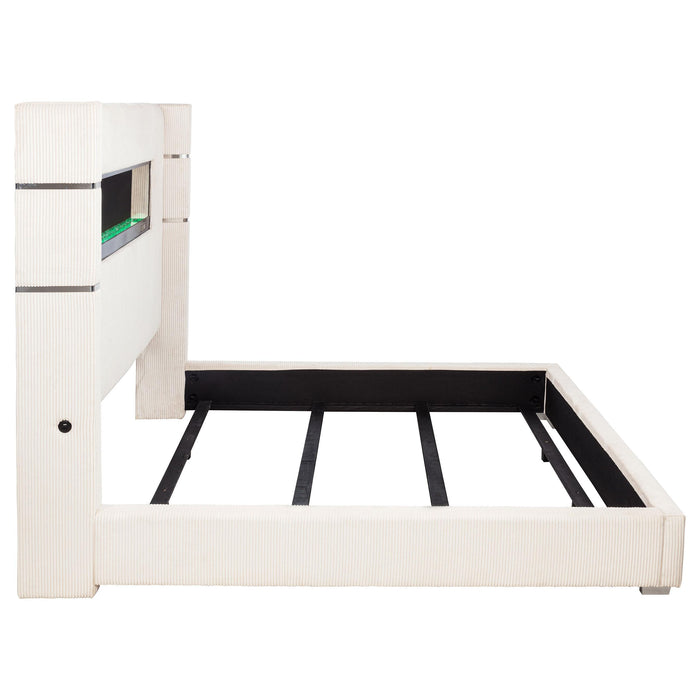 Tisdall 67-inch Upholstered Fireplace Bed Cream