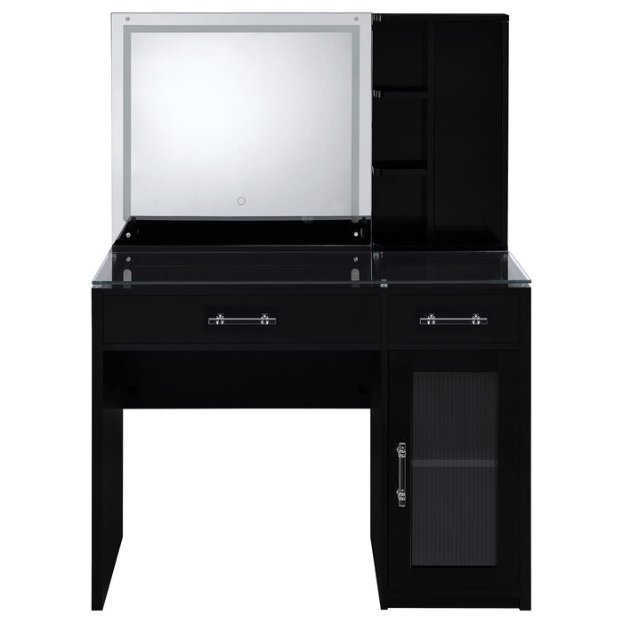 Flora 2-drawer Vanity Set with LED Mirror High Gloss