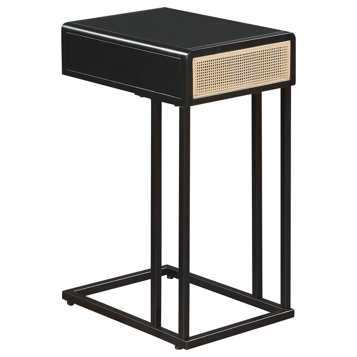 Amherst 1-drawer Radio Weave Cane Metal Side Table