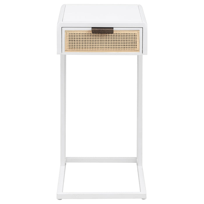Amherst 1-drawer Radio Weave Cane Metal Side Table