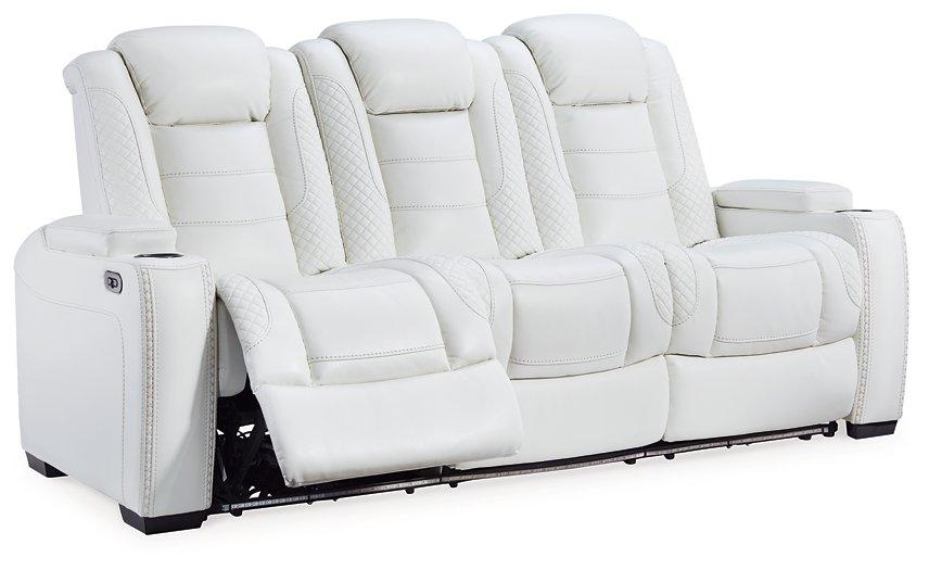 Party Time White Power Reclining Sofa and Loveseat with Power Recliner
