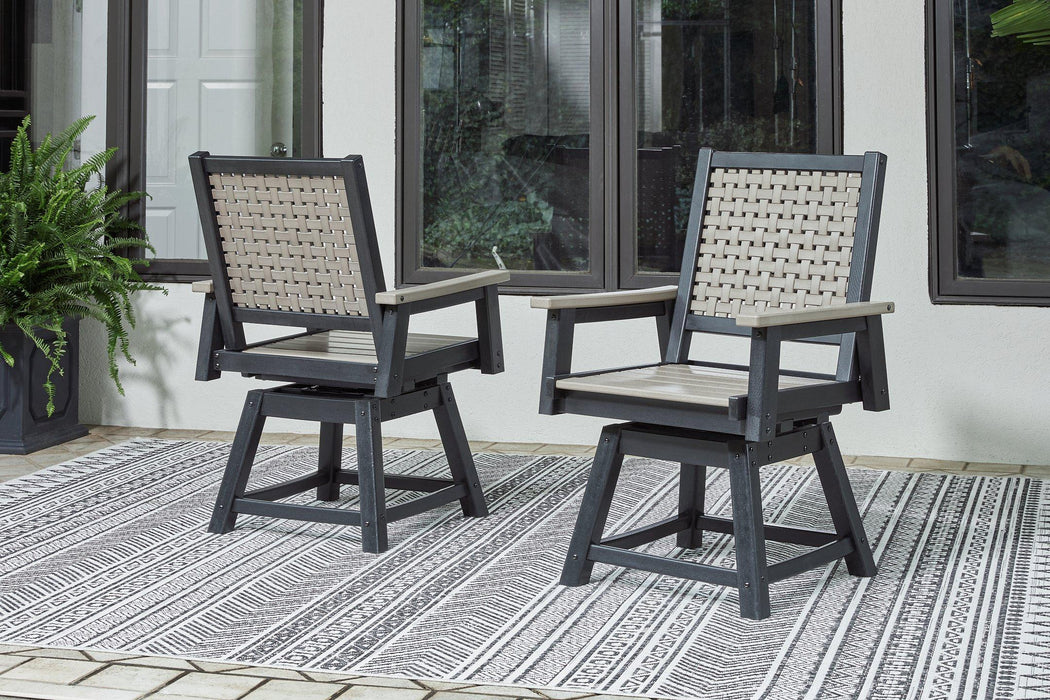 Mount Valley Driftwood/Black Swivel Chair (Set of 2)
