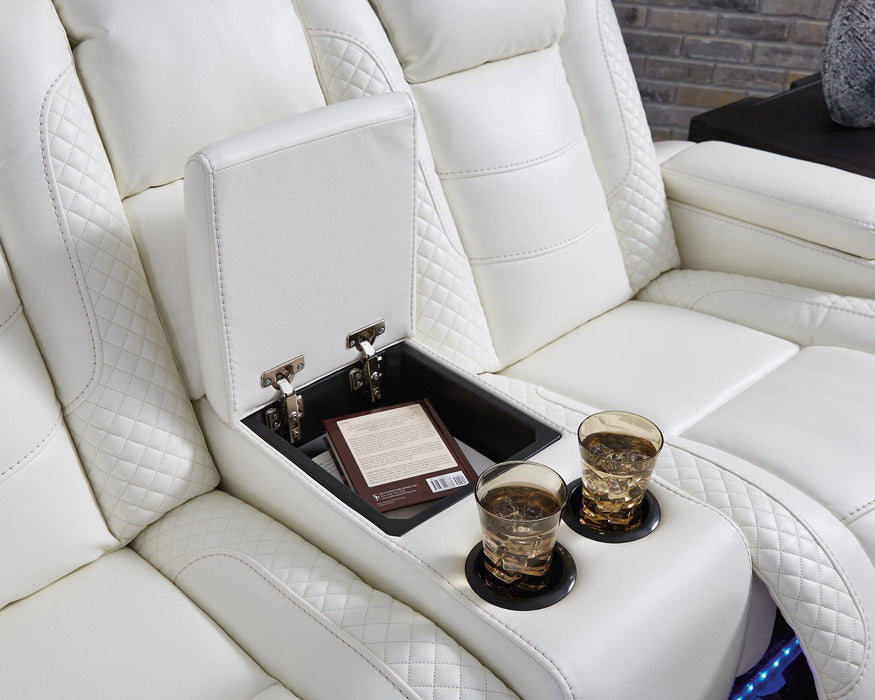 Party Time White Power Reclining Sofa and Loveseat