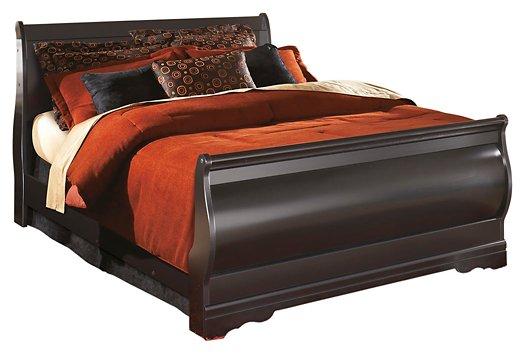 Huey Vineyard Black Queen Sleigh Bed with Dresser, Mirror, Chest and Nightstand