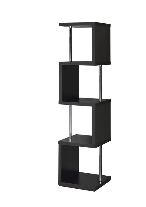 Modern Black Four-Tier Bookcase