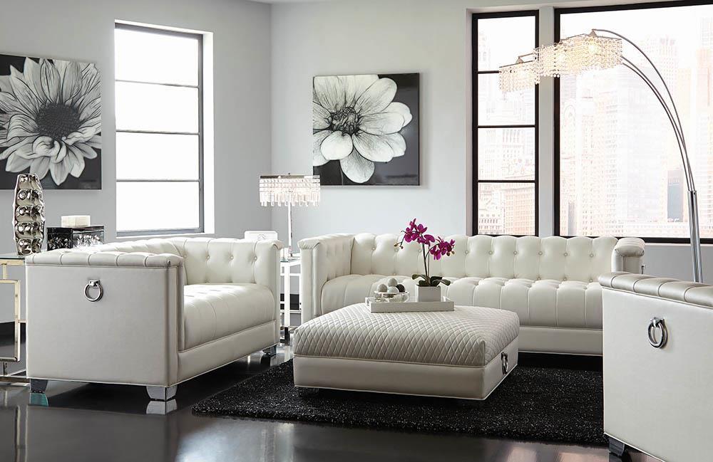 Chaviano Contemporary White Sofa