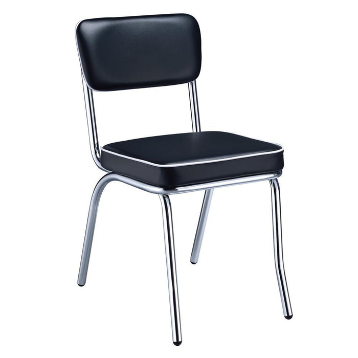 Retro Open Back Side Chairs Black and Chrome (Set of 2)