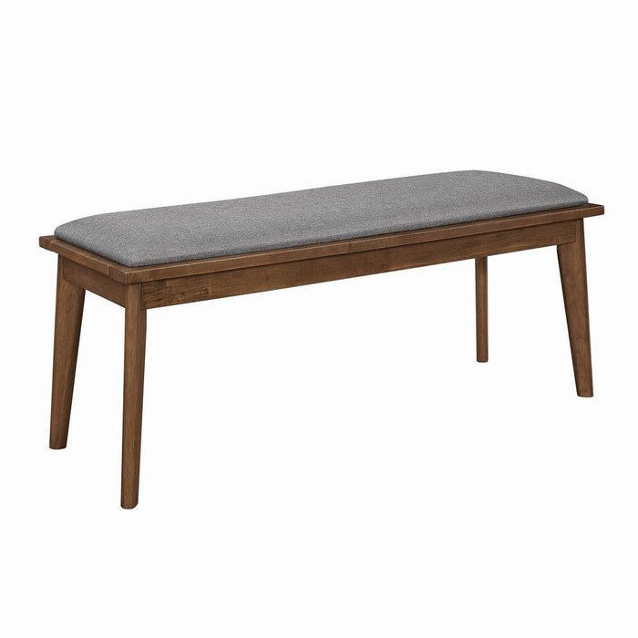 Alfredo Upholstered Dining Bench Grey and Natural Walnut