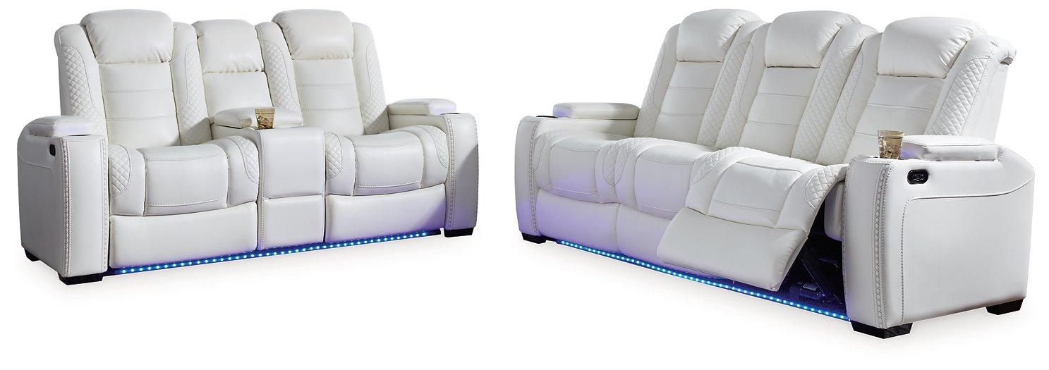 Party Time White Power Reclining Sofa and Loveseat image