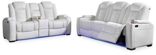 Party Time White Power Reclining Sofa and Loveseat image