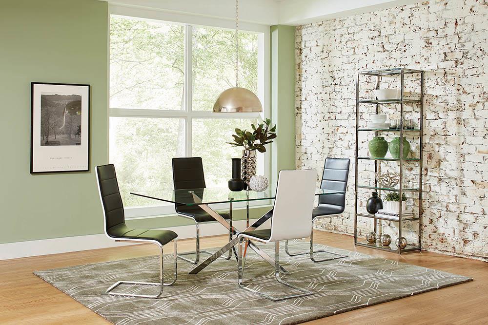 Broderick Contemporary Chrome and Black Dining Chair image