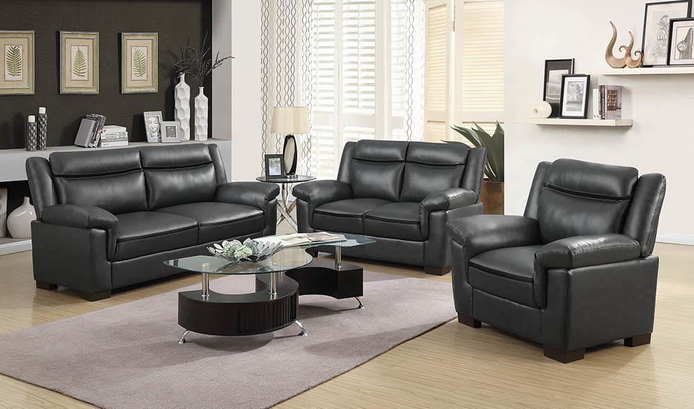Arabella Brown Faux Leather Three-Piece Living Room Set image