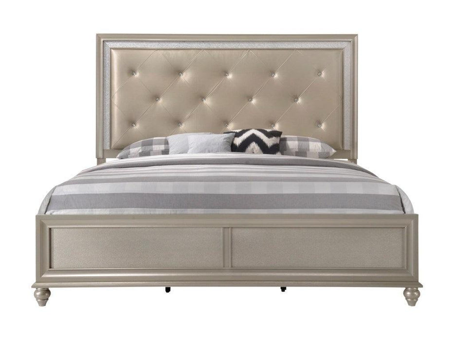 Crown Mark Furniture Lila King Panel Bed in Champagne Faux image