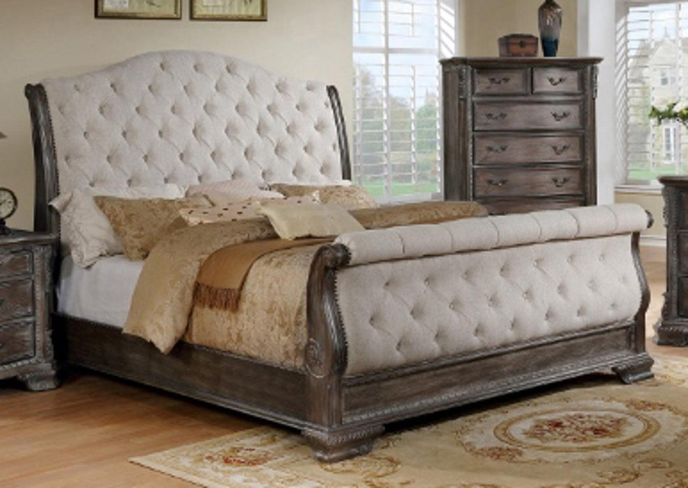 Crown Mark Sheffield Upholstered Queen Sleigh Bed in Antique Grey image