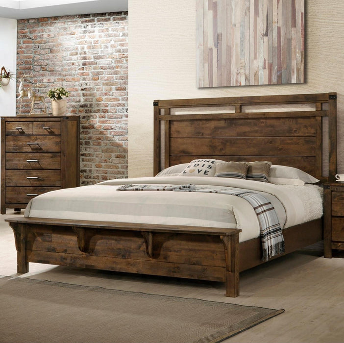 Crown Mark Furniture Curtis Queen Panel Bed in Rustic image